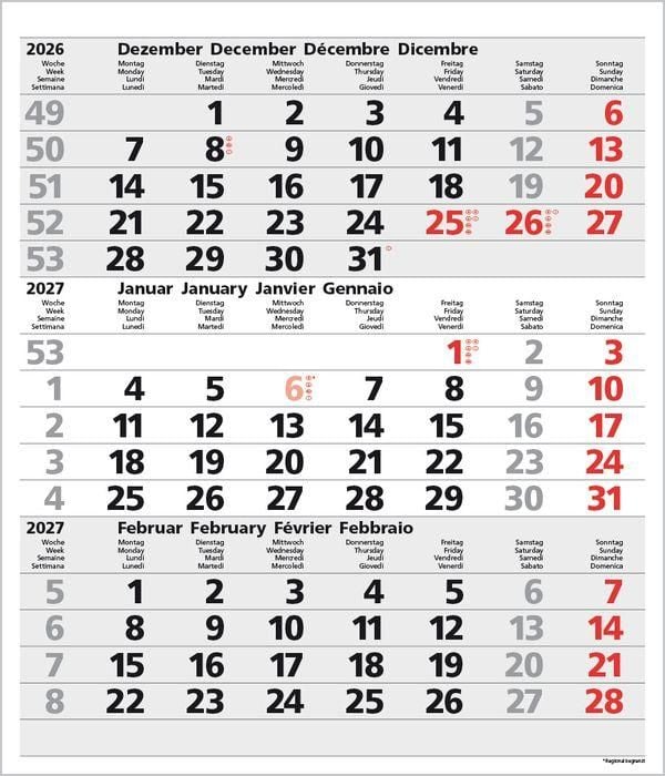 Produktbild: 3-Monats-Planer Comfort Grau 2027