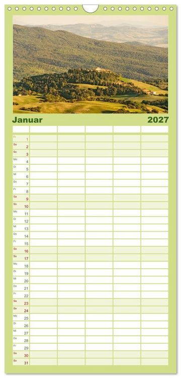 Produktbild: Familienplaner 2027 - Toskana. Livorno - Volterra - Piombino mit 5 Spalten (Wandkalender, 21 x 45 cm) CALVENDO