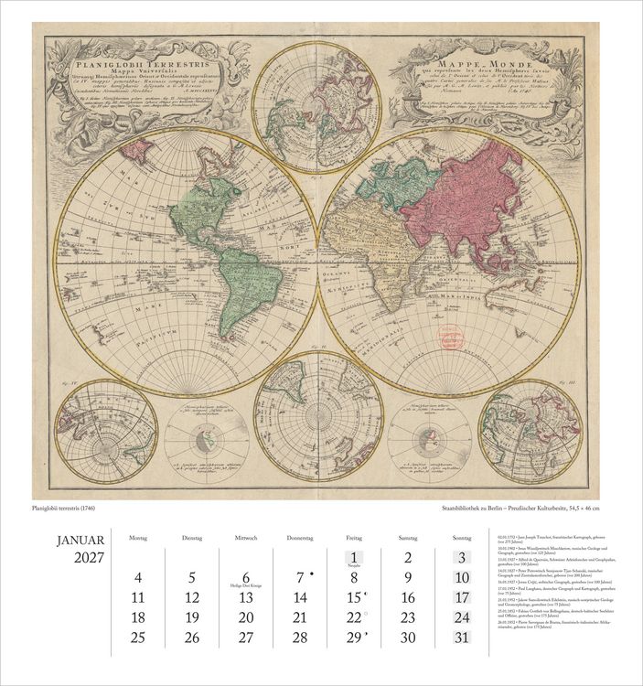 Produktbild: Geographisch-Kartographischer Kalender 2027