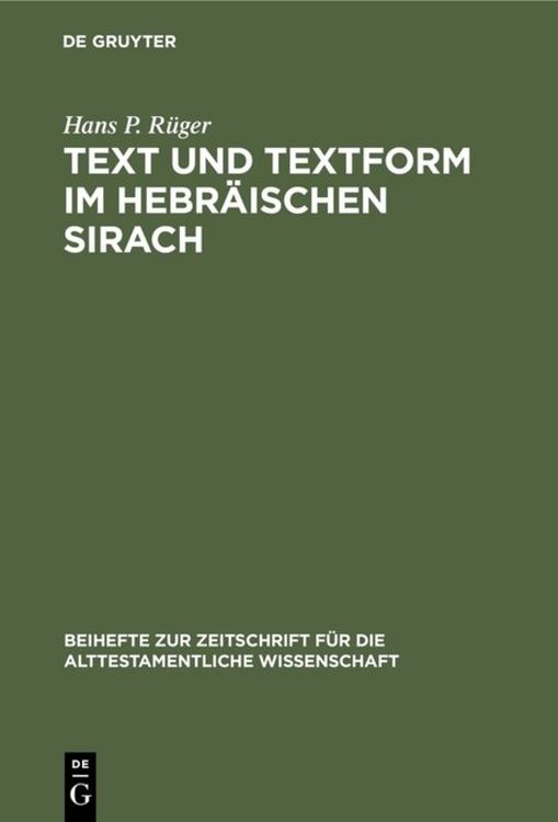 Produktbild: Text und Textform im hebr&auml;ischen Sirach