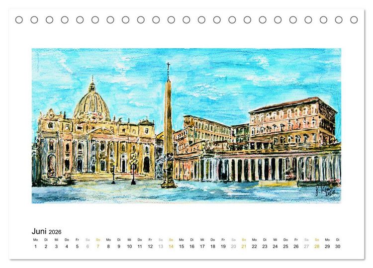 Produktbild: ROM In stillen Aquarellen (Tischkalender 2026 DIN A5 quer), CALVENDO Monatskalender