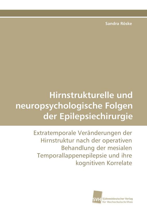 Produktbild: Hirnstrukturelle und neuropsychologische Folgen der Epilepsiechirurgie