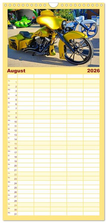 Produktbild: Familienplaner 2026 - BEST OF HARLEY-DAVIDSON BAGGER-STYLE mit 5 Spalten (Wandkalender, 21 x 45 cm) CALVENDO