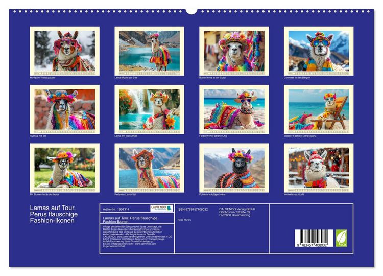 Produktbild: Lamas auf Tour. Perus flauschige Fashion-Ikonen (hochwertiger Premium Wandkalender 2026 DIN A2 quer), Kunstdruck in Hochglanz