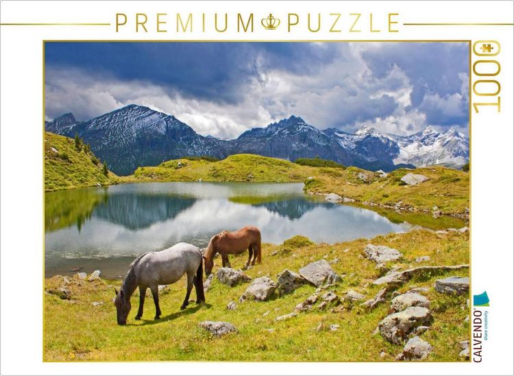 Produktbild: CALVENDO Puzzle Zwei Pferde am Krummschnabelsee in Obertauern | 1000 Teile Lege-Gr&ouml;&szlig;e 64x48cm Foto-Puzzle f&uuml;r gl&uuml;ckliche Stunden