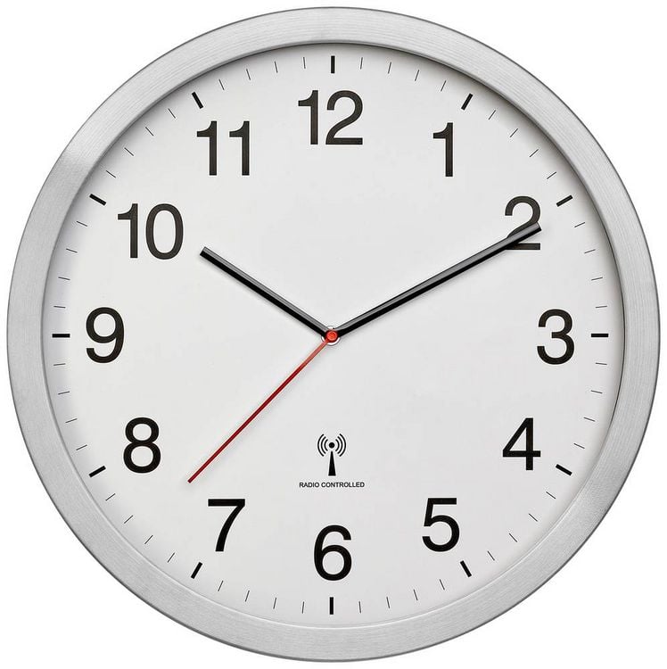 Produktbild: TFA Dostmann 60.3545.02 Funk Wanduhr 40 mm x 5 mm x 40 mm Silber Gro&szlig;es Display