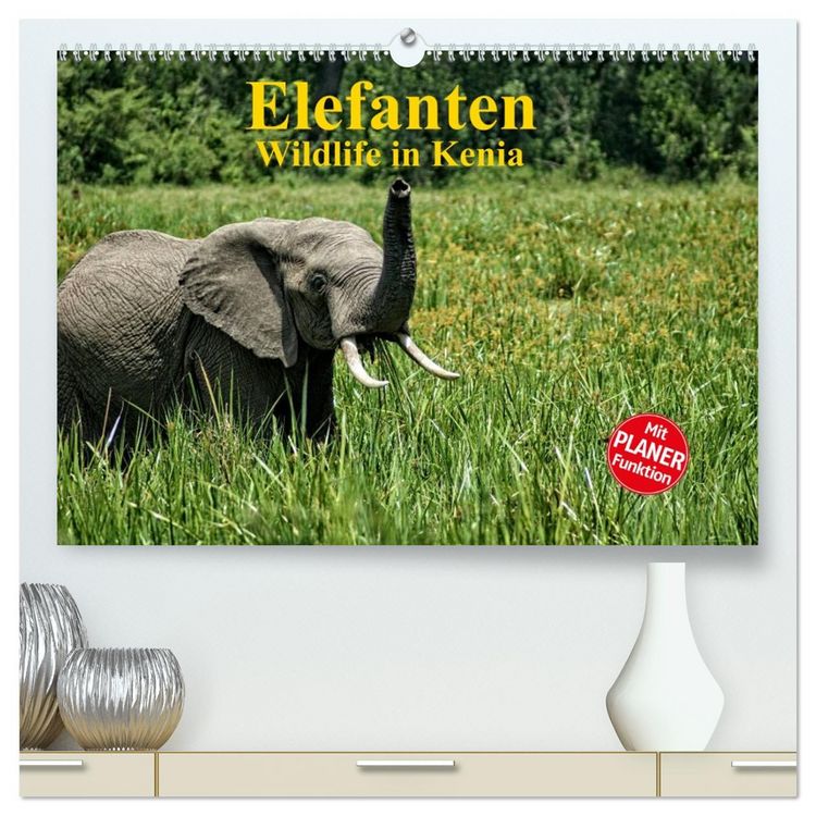 Produktbild: Elefanten . Wildlife in Kenia (hochwertiger Premium Wandkalender 2026 DIN A2 quer), Kunstdruck in Hochglanz