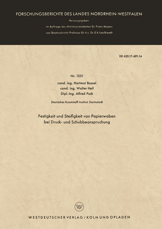 Produktbild: Festigkeit und Steifigkeit von Papierwaben bei Druck- und Schubbeanspruchung