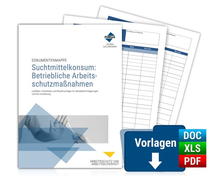 Produktbild: Dokumentenmappe Suchtmittelkonsum: Betriebliche Arbeitsschutzma&szlig;nahmen