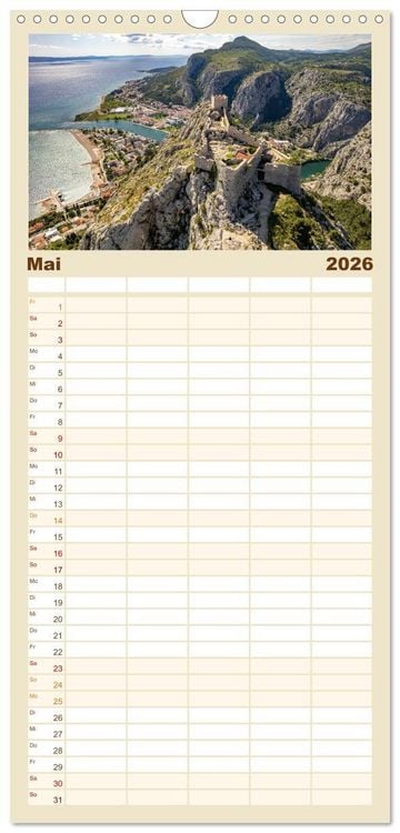 Produktbild: Familienplaner 2026 - Kroatien von oben mit 5 Spalten (Wandkalender, 21 x 45 cm) CALVENDO