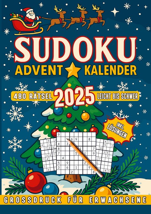 Produktbild: SUDOKU Adventkalender - 480 R&auml;tsel - Leicht bis Schwer - Grossdruck f&uuml;r alle Altersklassen - inkl. L&ouml;sungen
