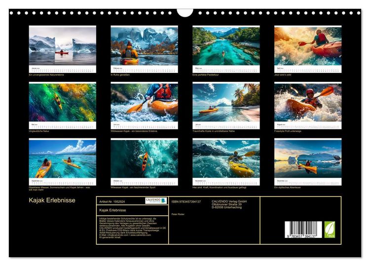 Produktbild: Kajak Erlebnisse (Wandkalender 2026 DIN A3 quer), CALVENDO Monatskalender