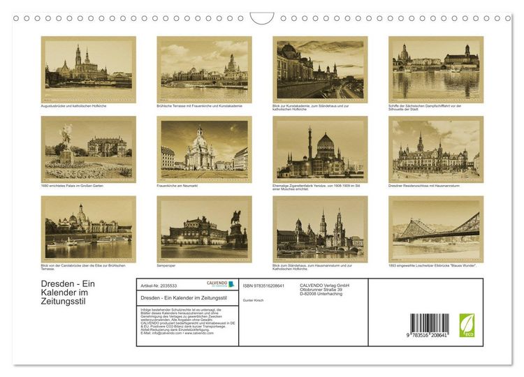 Produktbild: Dresden - Ein Kalender im Zeitungsstil (Wandkalender 2026 DIN A3 quer), CALVENDO Monatskalender