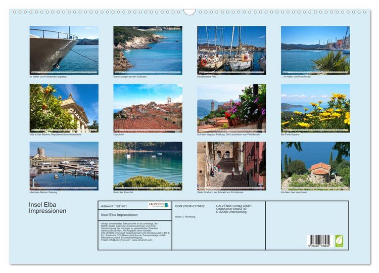 Produktbild: Insel Elba Impressionen (Wandkalender 2026 DIN A2 quer), CALVENDO Monatskalender