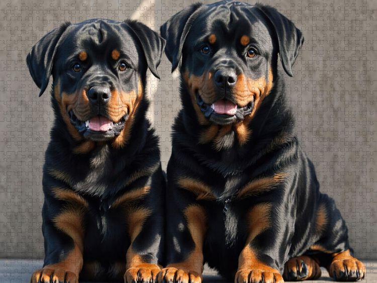 Produktbild: CALVENDO Puzzle Majest&auml;tische Rottweiler - Voller Kraft und Loyalit&auml;t | 2000 Teile Lege-Gr&ouml;&szlig;e 90x67cm Foto-Puzzle f&uuml;r gl&uuml;ckliche Stunden