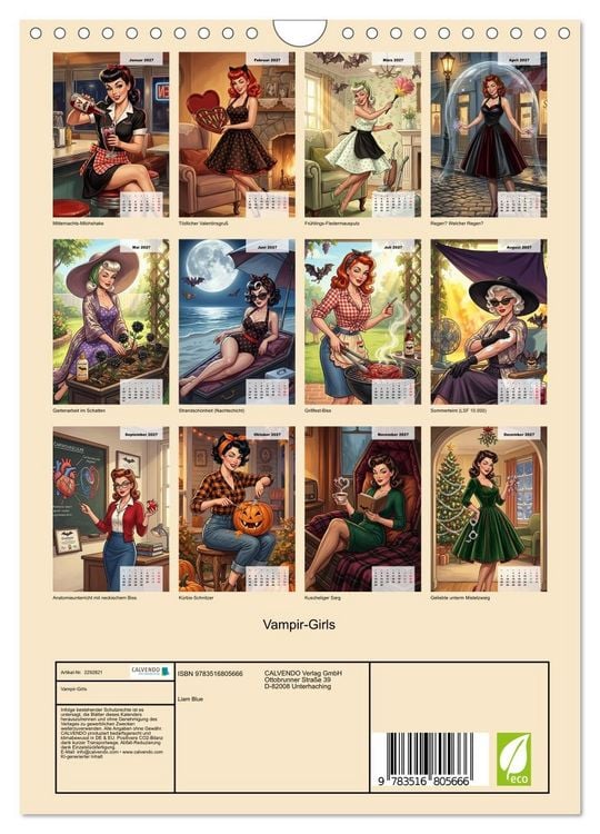 Produktbild: Vampir-Girls (Wandkalender 2027 DIN A4 hoch), CALVENDO Monatskalender