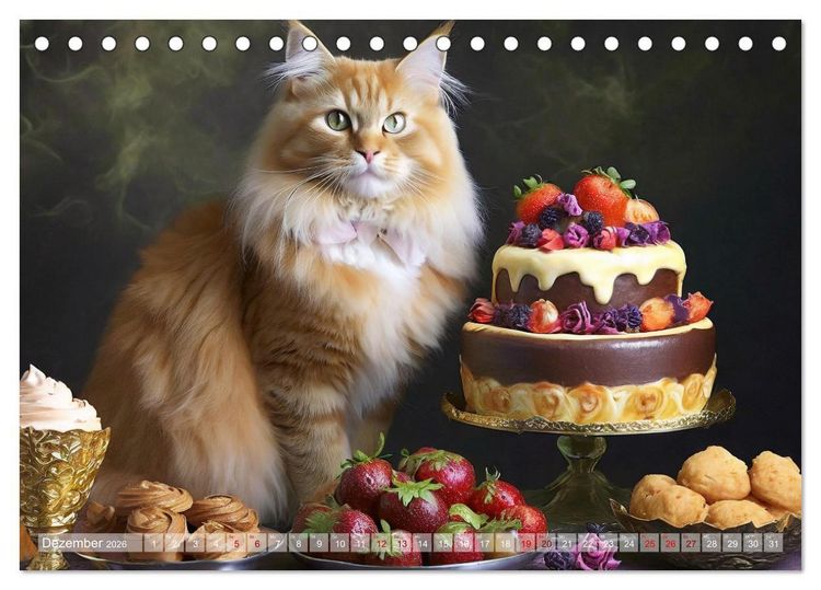Produktbild: S&uuml;&szlig;e Naschkatzen - Pelzige Leckerm&auml;ulchen zwischen s&uuml;&szlig;en Desserts und Torten (Tischkalender 2026 DIN A5 quer), CALVENDO Monatskalender
