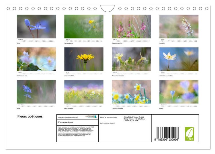 Produktbild: Fleurs po&eacute;tiques (Calendrier mural 2026 DIN A4 vertical), CALVENDO calendrier mensuel