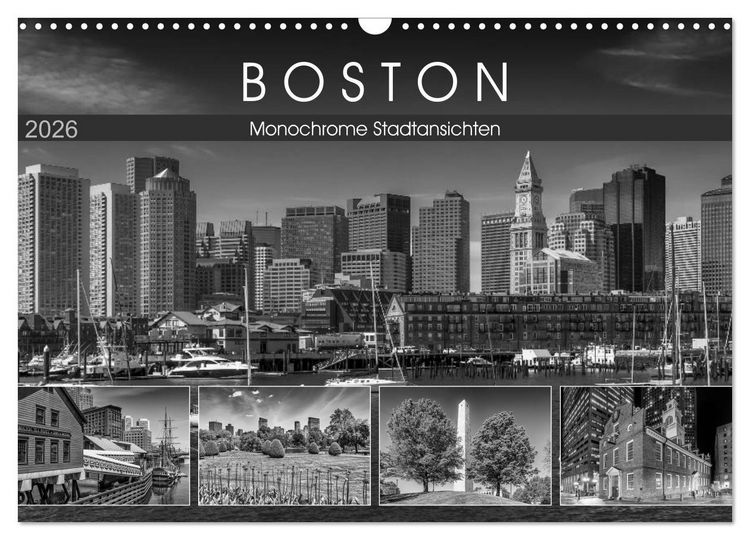 Produktbild: BOSTON Monochrome Stadtansichten (Wandkalender 2026 DIN A3 quer), CALVENDO Monatskalender