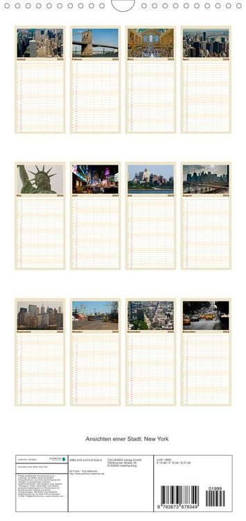 Produktbild: Familienplaner Ansichten einer Stadt: New York (Wandkalender 2022 , 21 cm x 45 cm, hoch)