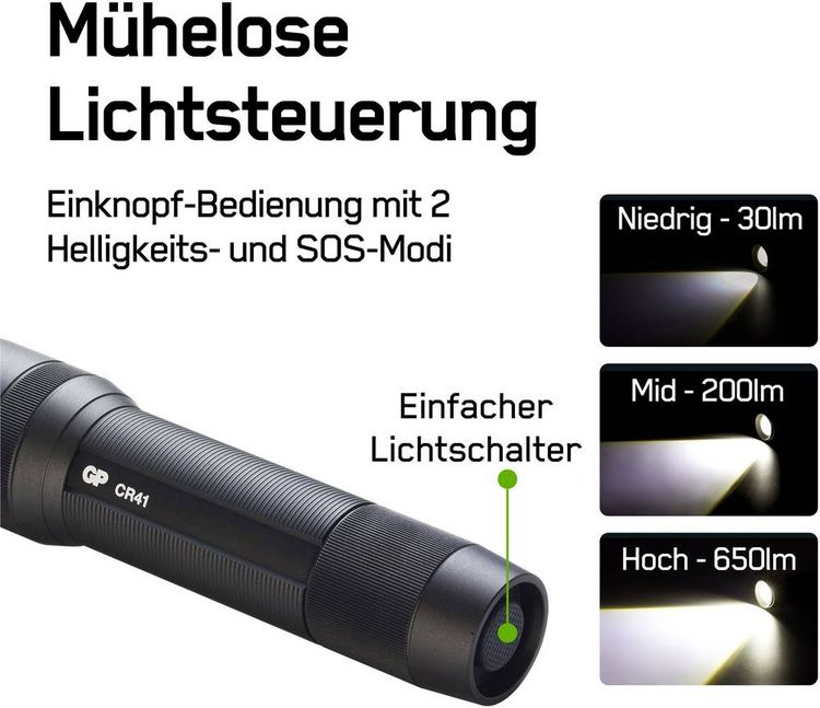 Produktbild: GP Discovery GPDISFLCR41BL935 LED Taschenlampe akkubetrieben 650 lm 40 h 179 g