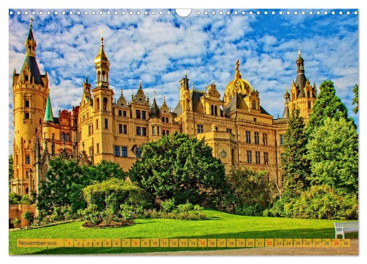 Produktbild: Schloss Impressionen - Residenz- und Landeshauptstadt Schwerin (Wandkalender 2026 DIN A3 quer), CALVENDO Monatskalender
