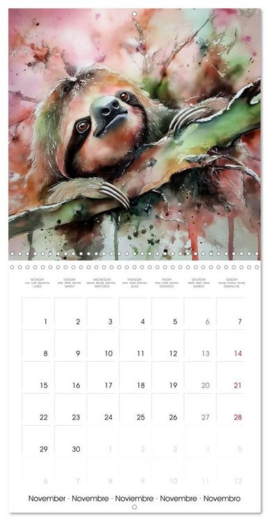 Produktbild: Jolis paresseux (Calendrier mural carr&eacute; 2027 30x30 cm) Calendrier double avec une page pour vos prises de notes