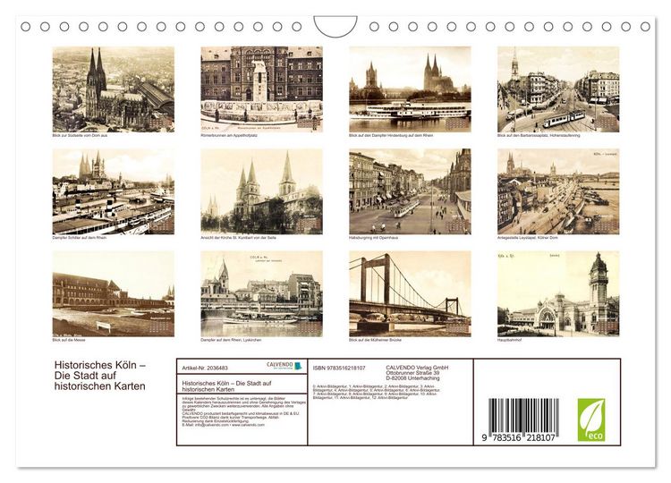 Produktbild: Historisches K&ouml;ln &ndash; Die Stadt auf historischen Karten (Wandkalender 2026 DIN A4 quer), CALVENDO Monatskalender