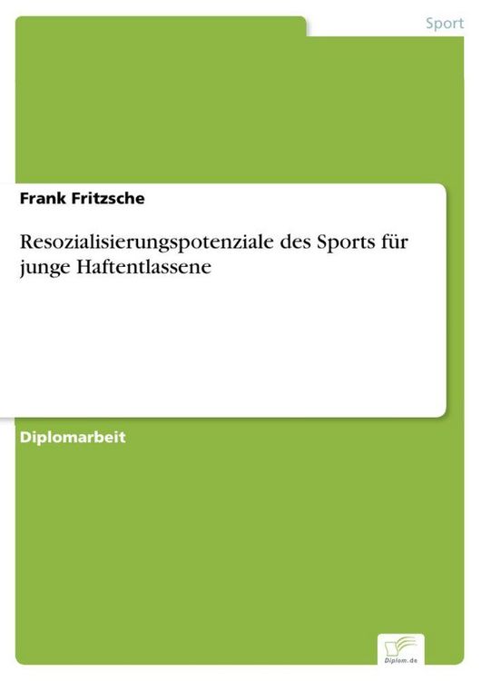 Produktbild: Resozialisierungspotenziale des Sports f&uuml;r junge Haftentlassene