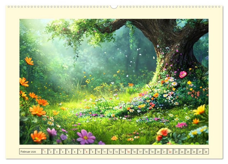 Produktbild: Willkommen im Wunderwald. Zauberhafte Abenteuer mit tierischen Freunden (hochwertiger Premium Wandkalender 2026 DIN A2 quer), Kunstdruck in Hochglanz