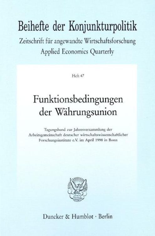 Produktbild: Funktionsbedingungen der W&auml;hrungsunion.