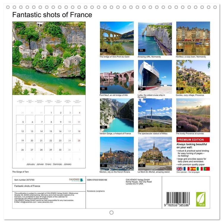 Produktbild: Fantastic shots of France (Wall Calendar 2026 12 &times; 12 Inch) CALVENDO 12 Month Wall Calendar
