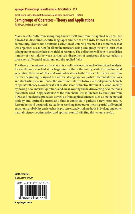 Produktbild: Semigroups of Operators -Theory and Applications
