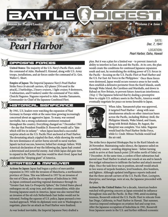 Produktbild: Battle Digest: Pearl Harbor