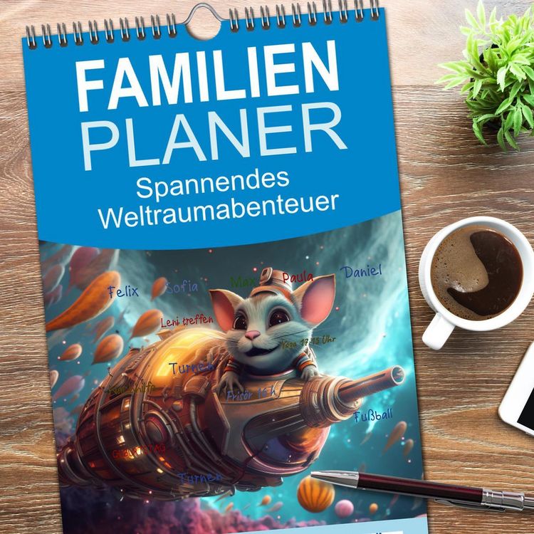 Produktbild: Familienplaner 2026 - Spannendes Weltraumabenteuer mit 5 Spalten (Wandkalender, 21 x 45 cm) CALVENDO