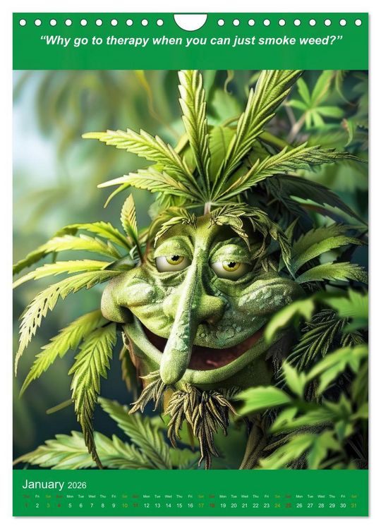 Produktbild: The funniest cannabis pictures and slogans (Wall Calendar 2026 DIN A4 portrait), CALVENDO 12 Month Wall Calendar