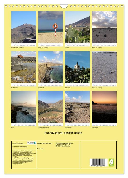 Produktbild: Fuerteventura -schlicht sch&ouml;n (Wandkalender 2026 DIN A3 hoch), CALVENDO Monatskalender