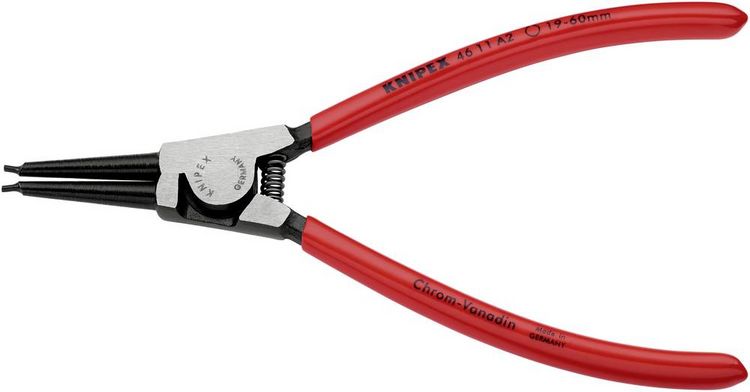 Produktbild: Knipex 46 11 A2 Seegeringzange Passend f&uuml;r (Seegeringzangen) Au&szlig;enringe 19-60 mm Spitzenform (Details) gerade