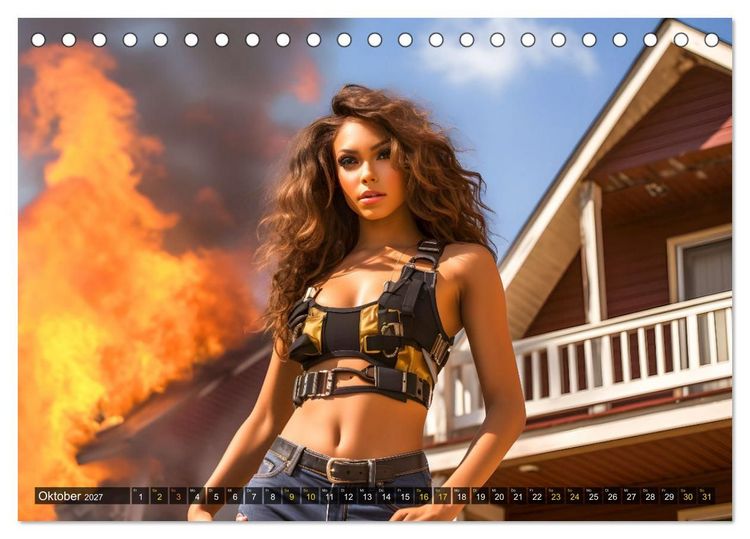 Produktbild: Sexy Feuerwehrfrauen: Hitzige Heldinnen zwischen Lippenstift und L&ouml;scheinsatz (Tischkalender 2027 DIN A5 quer), CALVENDO Monatskalender