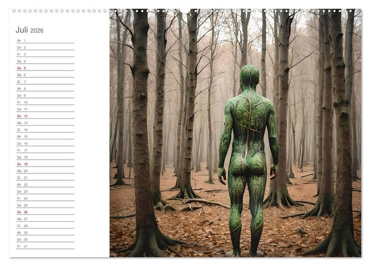 Produktbild: Tarnung und Illusion KI-Kunstvolle Verschmelzung von K&ouml;rper und Umgebung (Wandkalender 2026 DIN A2 quer), CALVENDO Monatskalender