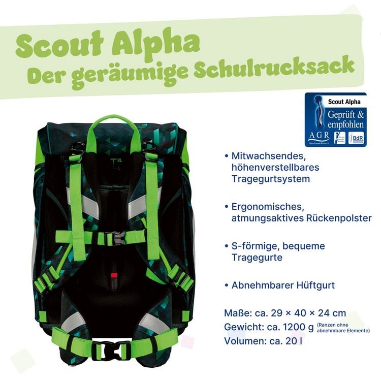 Produktbild: Scout Schulranzen Set Alpha, Schulranzen Set, 4tlg, Cubes