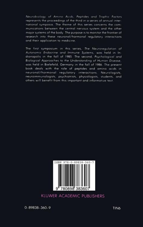 Produktbild: Neurobiology of Amino Acids, Peptides and Trophic Factors