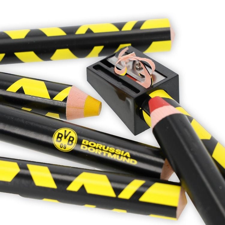Produktbild: BVB Borussia Dortmund 3-in-1 Buntstifte/Wachsmaler 6er Set mit Anspitzer