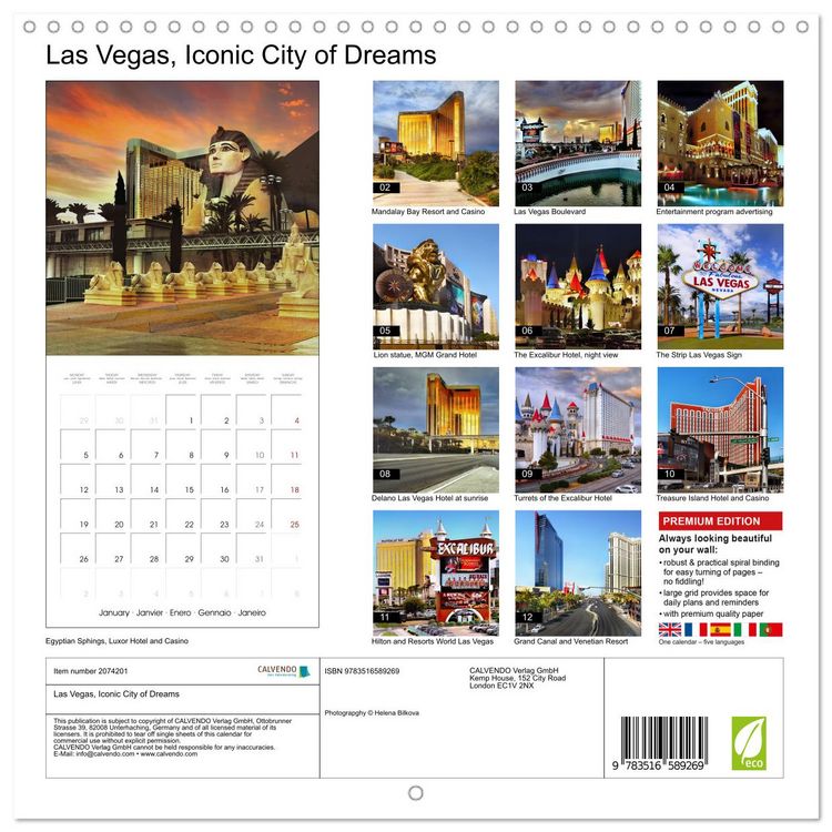Produktbild: Las Vegas, Iconic City of Dreams (Wall Calendar 2026 12 &times; 12 Inch) CALVENDO 12 Month Wall Calendar