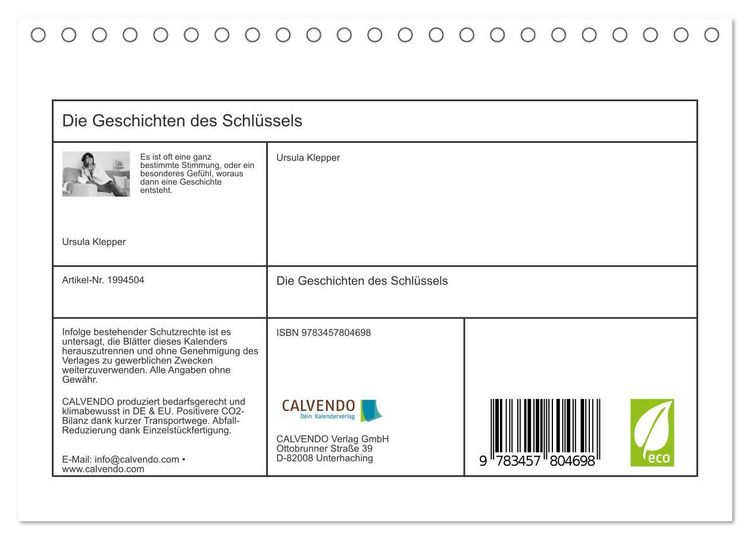 Produktbild: Die Geschichten des Schl&uuml;ssels (Tischkalender 2026 DIN A5 quer), CALVENDO Monatskalender