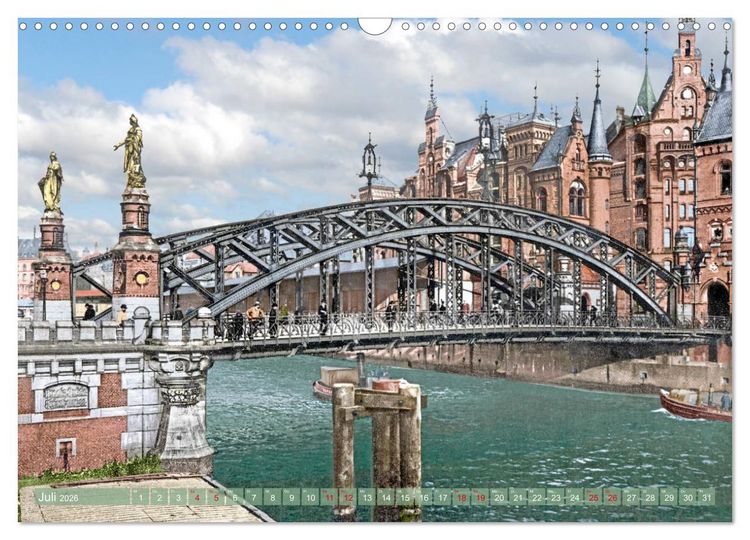 Produktbild: Hamburg zur Kaiserzeit - Fotos neu restauriert und koloriert (Wandkalender 2026 DIN A3 quer), CALVENDO Monatskalender
