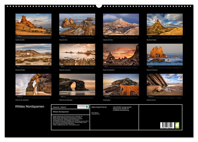 Produktbild: Wildes Nordspanien (Wandkalender 2026 DIN A2 quer), CALVENDO Monatskalender