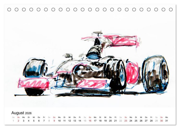 Produktbild: Illustrationen Formel 1 Rennwagen (Tischkalender 2026 DIN A5 quer), CALVENDO Monatskalender