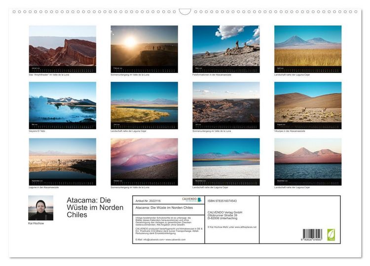 Produktbild: Atacama: Die W&uuml;ste im Norden Chiles (Wandkalender 2026 DIN A2 quer), CALVENDO Monatskalender