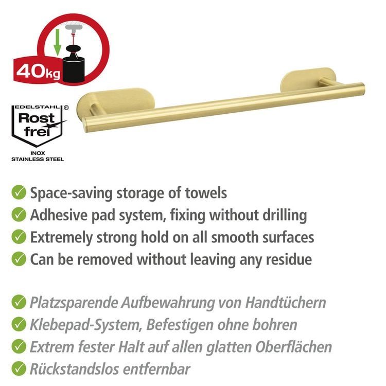 Produktbild: Turbo-Loc&reg; Badetuchstange Mod. Orea Gold, 40 cm, Befestigen ohne bohren